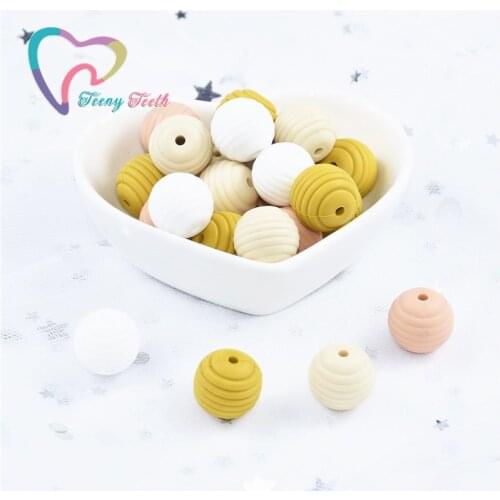 10 PCS Silicone Teething Accessories 15 MM Round Spiral Beads Food Grade Loose Beads DIY Jewelry Baby Teethers Nurse Beads