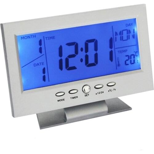 Hot Backlight LCD Alarm Clock With Temperature Digital Table Clock Living Room Bedroom Desk Clock Home Decor Table Watch Gift