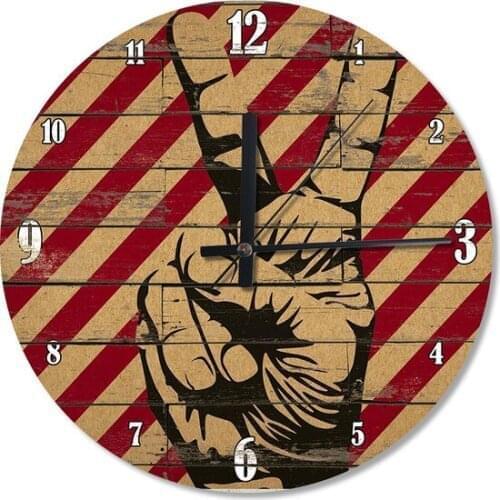 Victory Sign Wood Wall clock Wall clock relogio de parede настенные часы horloge murale