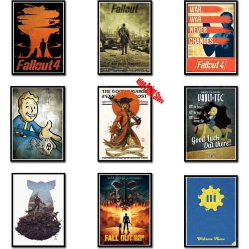 Fallout 3 4 Game Poster Fallout Series Game Coated paper poster Bar Cafe Home Decor Painting Wall Sticker