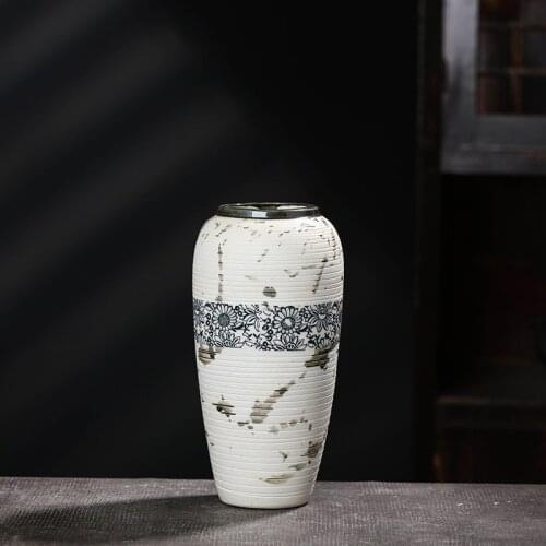 2021 Jingdezhen Ceramic Vases Rough Pottery Dry Flower Old Flower Pot Decal Large Vase For Home Decoration Maison Accessories