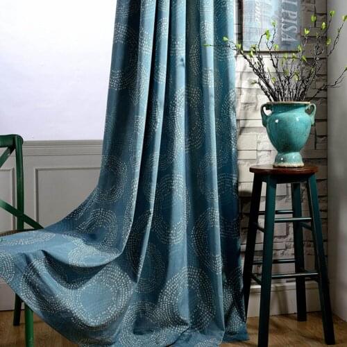 Beautiful Blue Firework Printed Linen Curtains for Living Room Bedroom Kitchen Soft Hand Feeling Home Decorative Drapes