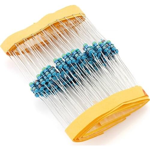 100pcs 1/4W Metal Film Resistor 1% 0.25watt 1 10 100 110 120 150 220 270 330 470 1K 2.2K 4.7K 10K 100K 470K 1M ohms resistance