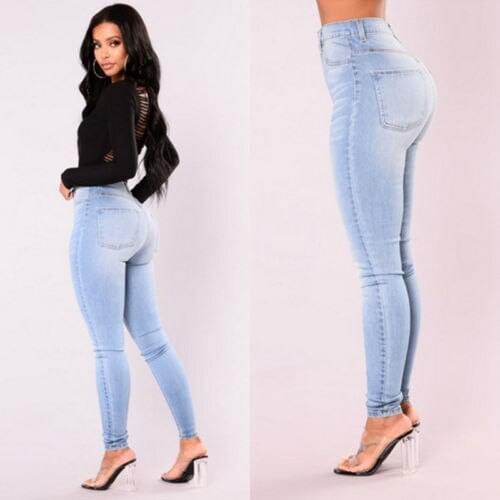 Fashion Autumn Women High Waist Skinny Tight Long Jeans Pencil Stretch Denim Ladies Pants Trousers Plus Size 2XL