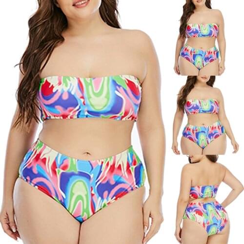Fashion Comfortable Sexy Colorful Printed Split Large Size Swimwear Female Push Up Bikini Set Beachwear Brazilian Biqiuni 2021