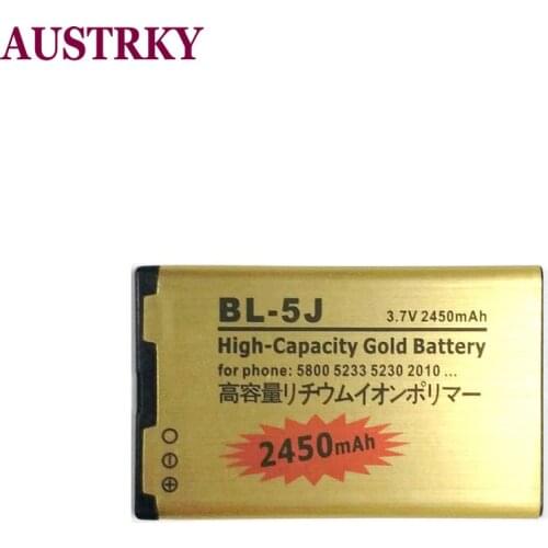 New 2450mAh BL-5J Gold battery For Nokia 5230 5233 5800 3020 Lumia 520 525 530 5900 Xpress Music C3 N900 X6 Phone +Tracking Code