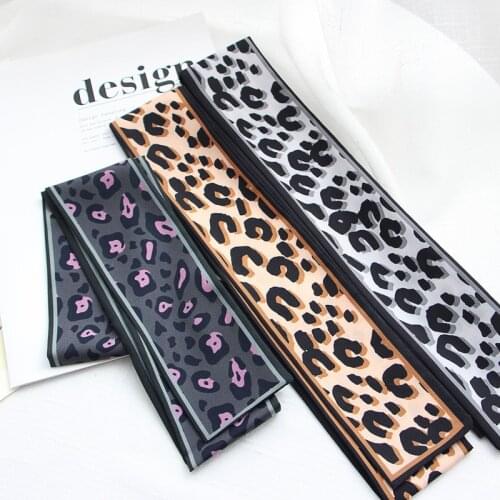 Leopard Print New Bag Becoration Silk Scarf For Sexy Women Luxury Brand Foulard Women Tie Fashion Head Scarves For Ladies Cheap