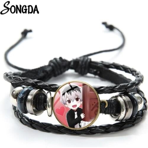 Japan Anime Tokyo Ghoul Bracelet Round Glass Cabochon Bracelets Cartoon Character Cartoon Cosplay Bangles Jewelry for Fan