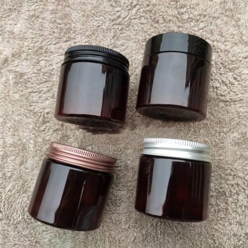 Wholesale 50ml Brown Plastic Jar with Aluminum Lids Empty Cosmetic Containers Makeup Box Travel Bottle