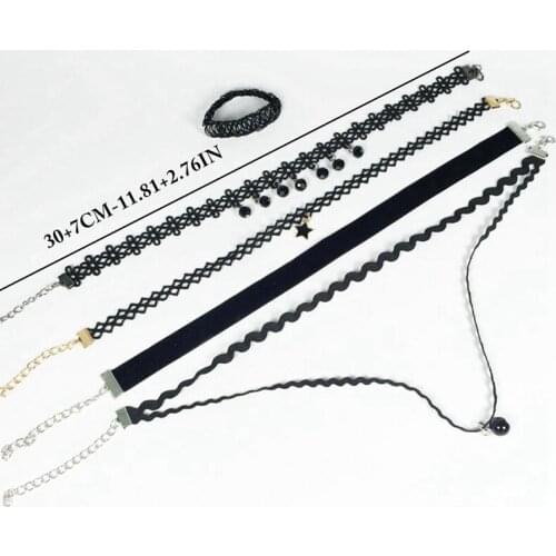 5PCS Choker Necklace Vintage Decorative Adjustable Velvet Necklace Lace Necklace Tattoo Chokers Gothic Punk Chokers