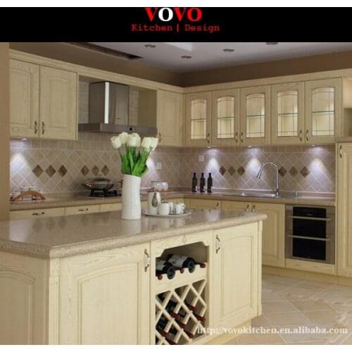 Ash full wooden kitchen cabinet with an island