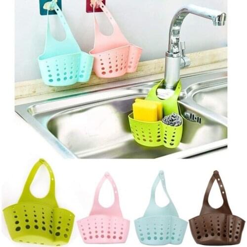 4 Colors Portable Home Kitchen Bathroom Sink Sponge Hanging Pvc Shelving Rack Drain Faucet Storage Pail Shelves Tools Holder