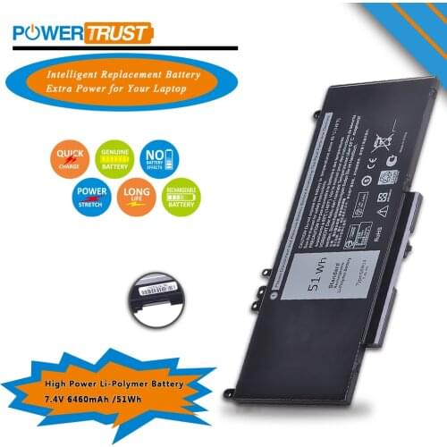 PowerTrust 7.4V 6460mAh G5M10 Laptop Battery for DELL Latitude E5450 E5470 E5550 E5570 Notebook 15.6" G5M10 8V5GX R9XM9 WYJC2