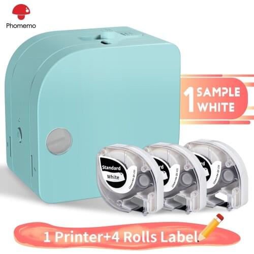 Phomemo Printer Transfer Thermal Printing With 4 Rolls White Label Tapes Mini Impresora Bluetooth Label Maker Using Organization