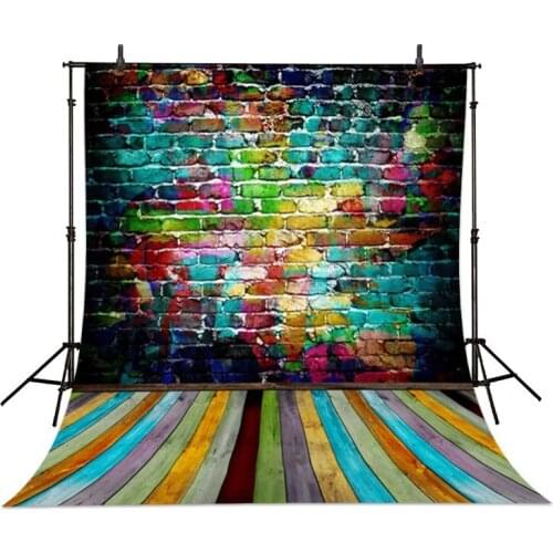Rainbow Brick Wall Photography Background Newborn 5x7ft Fresh Wood Floor for Baby Photo Backdrops for Studio Custom Backgrounds