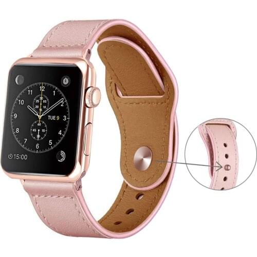Genuine Leather Watch Band for iwatch watch band 4 5 6 44mm 42mm 38mm 40mm Series 3/2/1 Pink Color Strap