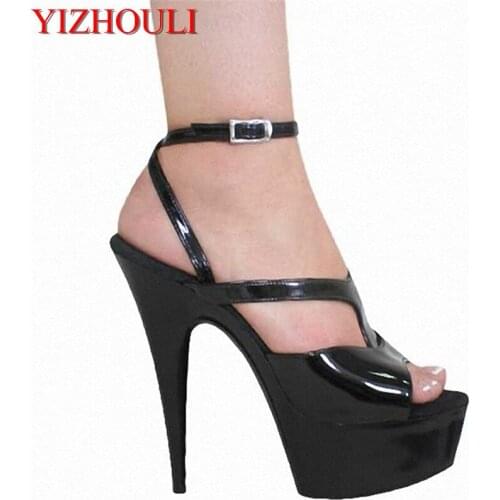 15 cm high heels high heel sandals 15 cm high-heeled shoes sexy black sandals