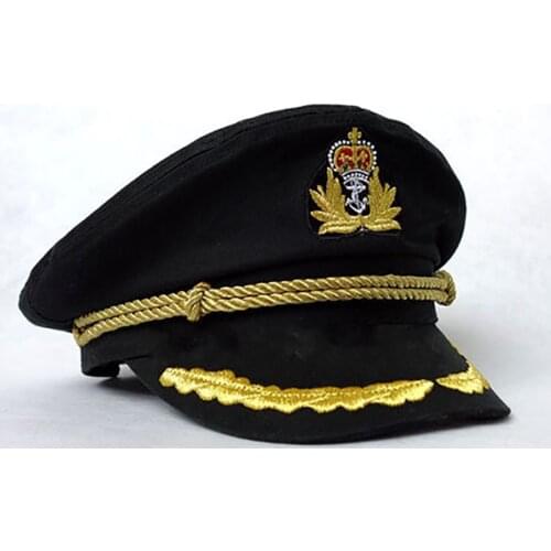 Men Hats Sailor Captain Hat Black White Uniforms Costume Party Cosplay Stage Perform Flat Navy Military Cap For Adult Men Women