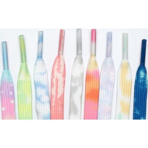 Tie-dye Shoelaces Sneakers Shoelace Basketball Shoes Fashion Personality Color Sports Flat Shoes Lace Rope Flat Shoelaces
