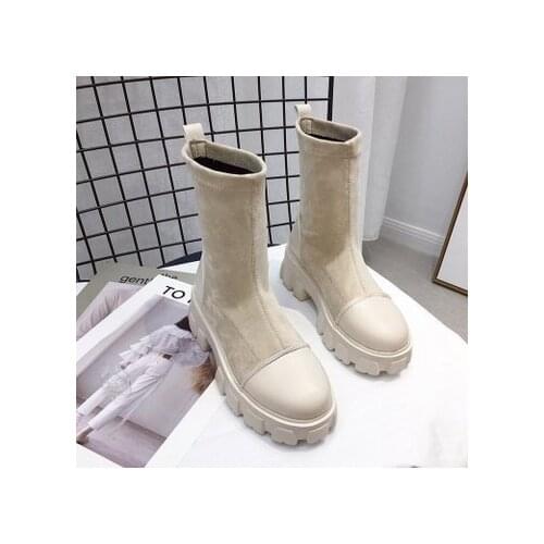 SZSGCN428 Black Sock Boots Women 2021 New Punk Gothic Shoes Ankle Boots Platform Shoes Women White Sock Boots