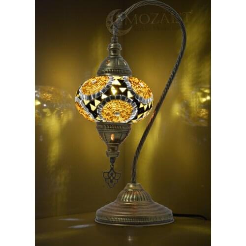 MOZAIST Turkish Lamp, Swan Neck Mosaic Table Lamp, Moroccan Decorative Glass Antique Bohemian Vintage Light Shade, Tiffany Desk