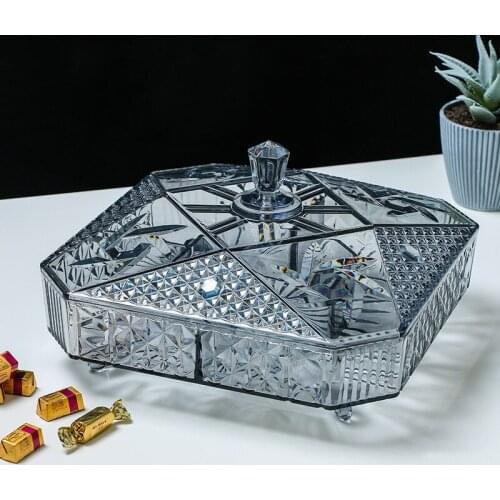 Moisture Proof with Cover Square Dried Fruit Box Acrylic with Feet Five Grid Candy Storage Box Plastic Dried Fruit Snacks Plate