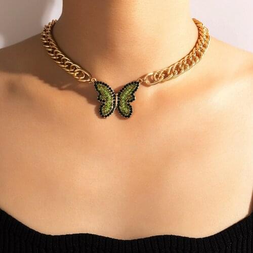 2021 New Womens Fashion Snake Chain Necklace Retro Color Pendant Clavicle Chain Party Simple Hip Hop Pendant Jewelry Gift