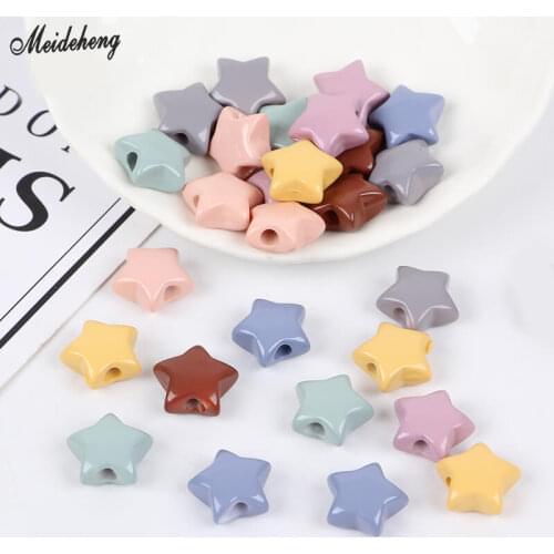 Fashion Korean Jewelry Cream Color Big Hole Pentagram DIY Girl Kids Hair Rope Jewelry Beads Summer Hair Rings Beads Accessory