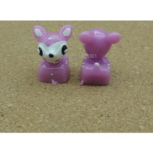 1pcs/lot resin solid pink purple deer cartoon 16mm fairy garden gnome moss terrarium decor crafts bonsai home DIY A111-8