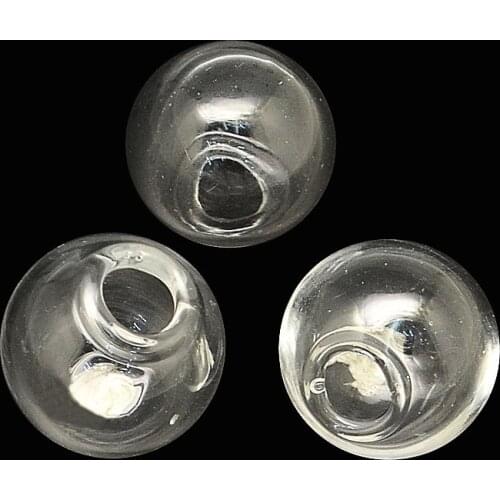 100pcs 12-25mm One Hole Globe Glass Ball Hollow Bubble Round Ball Glass Globe Orbs for Jewelry Making Pendant Jewelry Findings