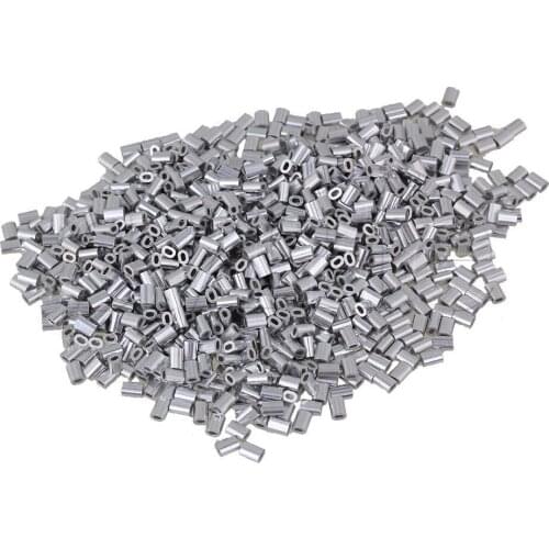 1000 pcs M0.5 Aluminum Clip Oval Steel Wire Rope Ferrule Clamps Silver