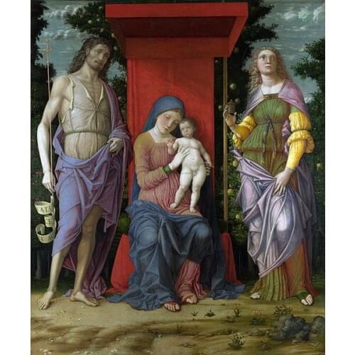 48 inch huge wholesale painting Religious ART Madonna with St. Maria Magdalena and St. John the Baptist PRINT PAINTING ART