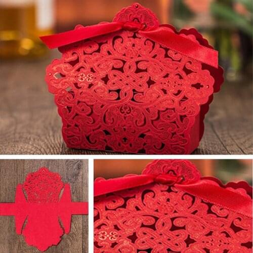 5pcs Carved Hollow Gold Foil Cake Candy Box Wedding Favor Marriage Baby Shower Dragee Gift Box Packaging Party Event Supplies