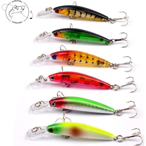 6Pcs/lot Fishing Bait Lures Isca Artificial Laser Minnow Wobbler Crankbait For Sea Hard Bait With 2 6# Hook Fishing Tackle Pesca
