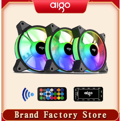 Aigo AR12 PC Cooler Cooling Fan RGB Fan 120mm Fan Cooler RGB Cooling Adjust Argb Mute IR AURA SYNC Computer Fans For Cooling