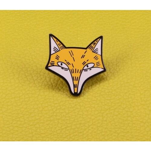 Cute vivid foxs head yellow enamel pin staring at you novelty cartoon animal brooch lovely couple lovers gift