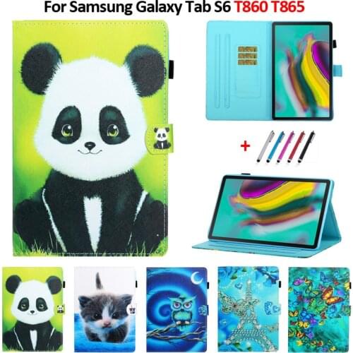 Coque For Samsung SM-T865 SM-T860 Case Cute Panda Painted Leather Card Slots Stand Tablet For Samsung Galaxy Tab S6 Case 10.5"