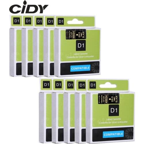 CIDY Dymo D1 45024 compatible for DYMO D1 Label Tapes 12mm gold on black Label Maker Suitable Label Manager 210 450 LM160