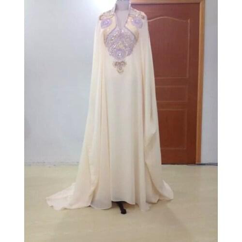 Dubai Kaftan Abaya Kaftan Prom Gown Crystal Beaded Chiffon Arabic Evening Dresses for Wedding Party Custom Made