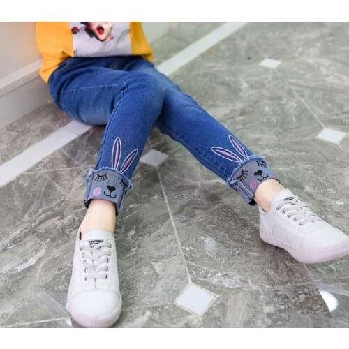 IENENS 3-15Y Kids Children Girls Jeans Clothes Infants Baby Girl Denim Casual Long Pants Child Fashion Elastic Waist Trousers
