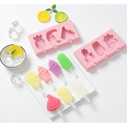 Homemade Food Grade Silicone Ice Cream Molds with lid Ice lolly Moulds Freezer Ice cream bar Molds Maker With Popsicle Sticks