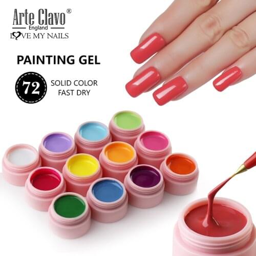 Arte Clavo 72 Colors 5ml Painting Gel Varnish UV Gel Polish French Nail Art Polish DIY Design Soak Off Gel Paint Nail Art