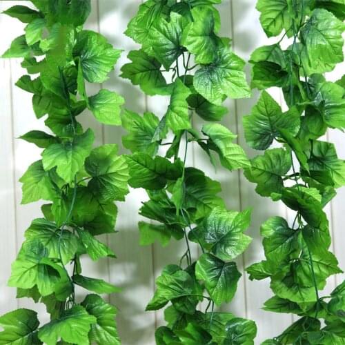 2.4M Artificial Ivy green Leaf Garland Plants Vine Fake Foliage Flowers Home Decor Plastic Artificial Flower Rattan string