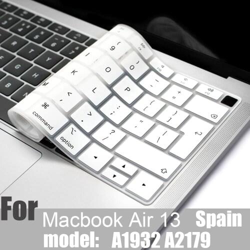 Spanish Laptop color silicone Keyboard Cover For Macbook Air 13 A1932 A2179 Protective film keyboard case For Apple Air13 2020