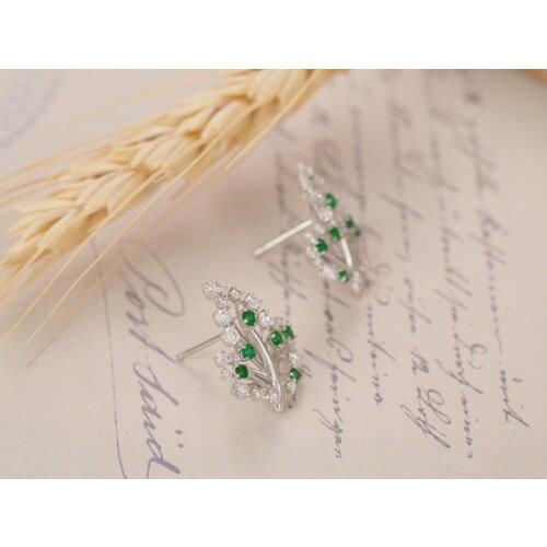 JL516 Solid 18k Gold Nature 0.32ct Green Emerald Earrings for Women Fine Jewelry Birthday Presents