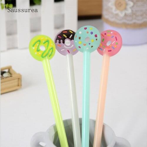 2pc 0.38mm Cute Pen Kawaii Donuts Gel Styling Pens Lovely Candy Color Pens Kids Writing Office School Supplies Korean Stationery