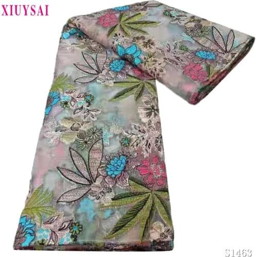 2020 New Pink African Lace Fabric Soft French Embroidery Jacquard Brocade Tissue For Wedding Party SL1453