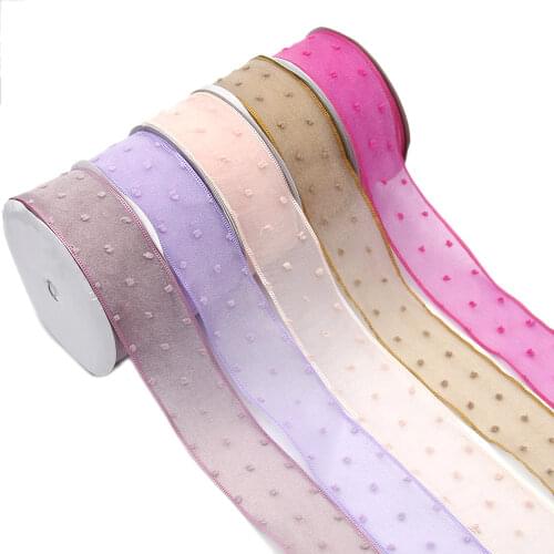20Yard 40mm Dots Lace Fabric Webbing Decoration Organza Love Gift Packing Material Rolls Hair Bow Art Sewing Garment,20Yc9922