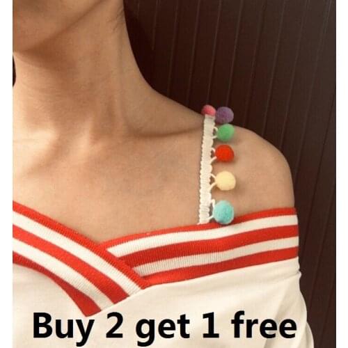 Small Flower Lace Cute Pom Pom Bra Straps Replacement Normall straps Women Intimate Bra Accessories Decorative