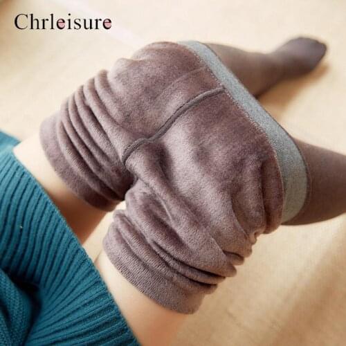 CHRLEISURE Winter Leggings Women and Winter Plus Velvet Thick High Waist Leggings Solid Elasticity Slim Warm Leggings Women